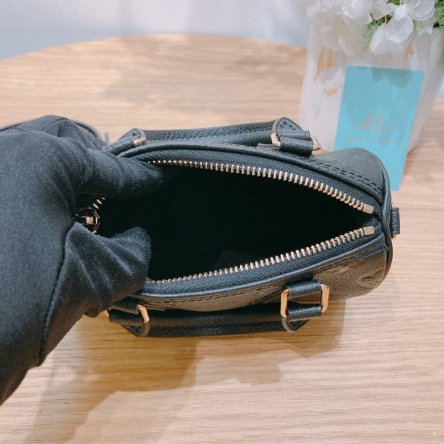 Louis Vuitton 路易威登金扣手挽肩背兩用袋黑色 Nano Speedy Monogram Empreinte Leather-4