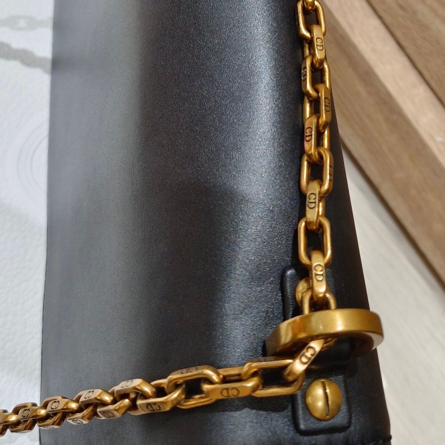 Christian Dior 經典 J’ADIOR 肩背包 鍊帶肩背包 手拿包 斜背包掀蓋式 黑色小牛皮 另附兩款背帶-1