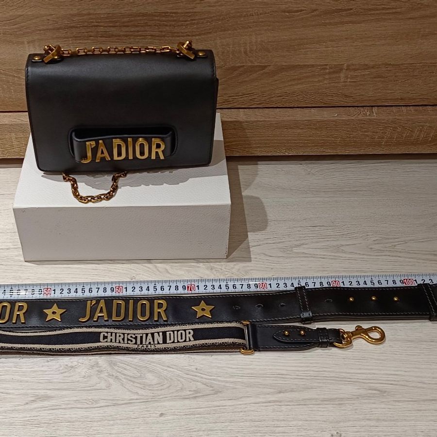 Christian Dior 經典 J’ADIOR 肩背包 鍊帶肩背包 手拿包 斜背包掀蓋式 黑色小牛皮 另附兩款背帶-4