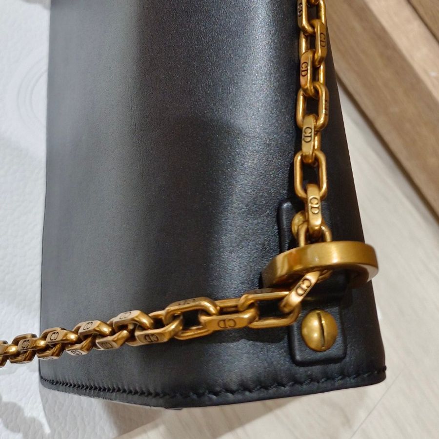 Christian Dior 經典 J’ADIOR 肩背包 鍊帶肩背包 手拿包 斜背包掀蓋式 黑色小牛皮 另附兩款背帶-10