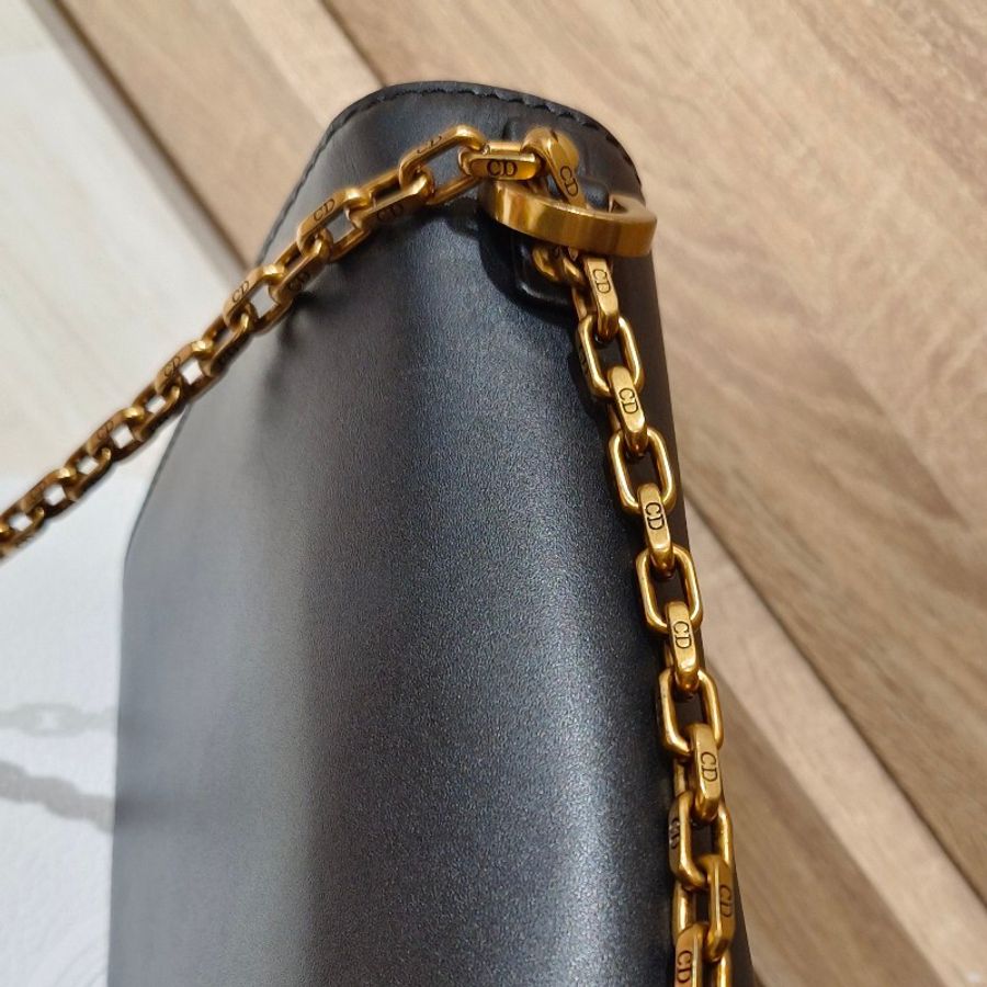 Christian Dior 經典 J’ADIOR 肩背包 鍊帶肩背包 手拿包 斜背包掀蓋式 黑色小牛皮 另附兩款背帶-13