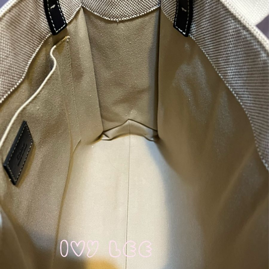 CHLOE Medium Woody（已售出）中款 帆布 托特包 深藍黑 二手精品-7