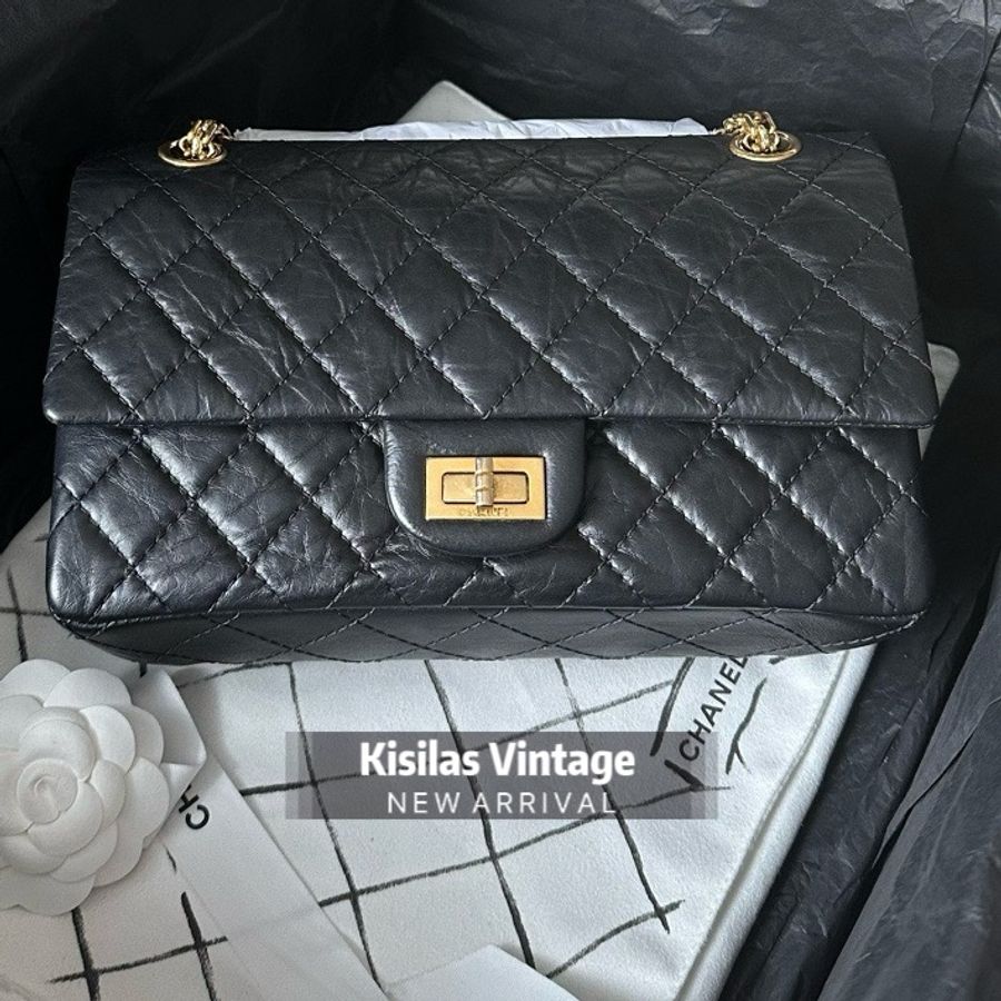 Chanel 2.55黑金牛皮small size-0
