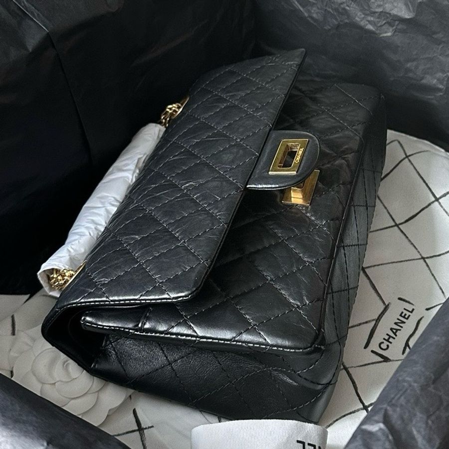Chanel 2.55黑金牛皮small size-3