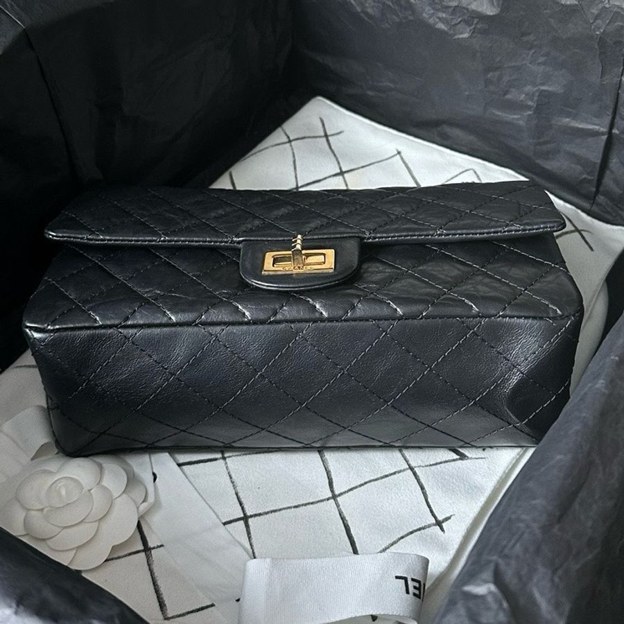 Chanel 2.55黑金牛皮small size-5