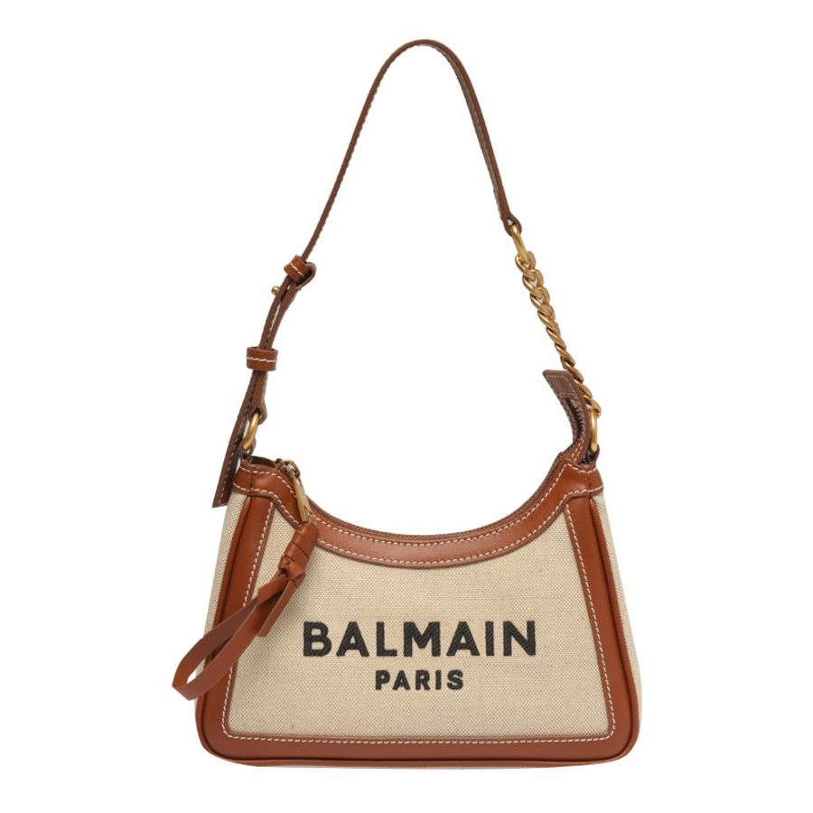 Balmain 巴爾曼 B-Army 皮革嵌片帆布流浪包 棕色《2024季度新品》母親節優惠-12