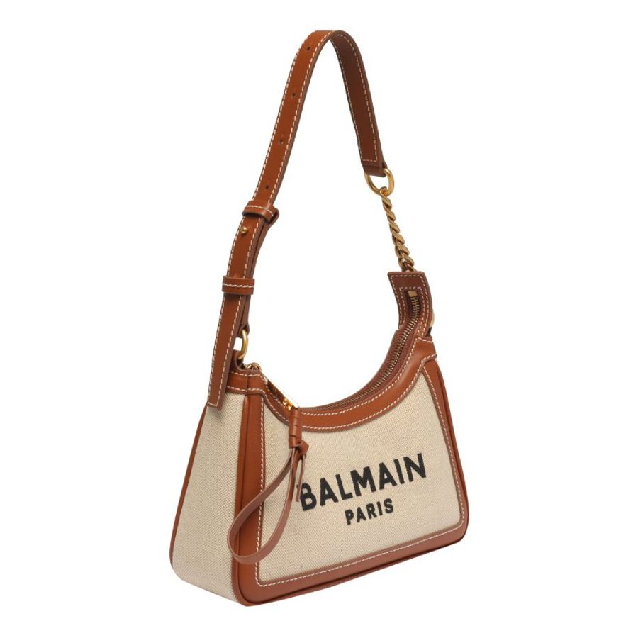 Balmain 巴爾曼 B-Army 皮革嵌片帆布流浪包 棕色《2024季度新品》母親節優惠-13