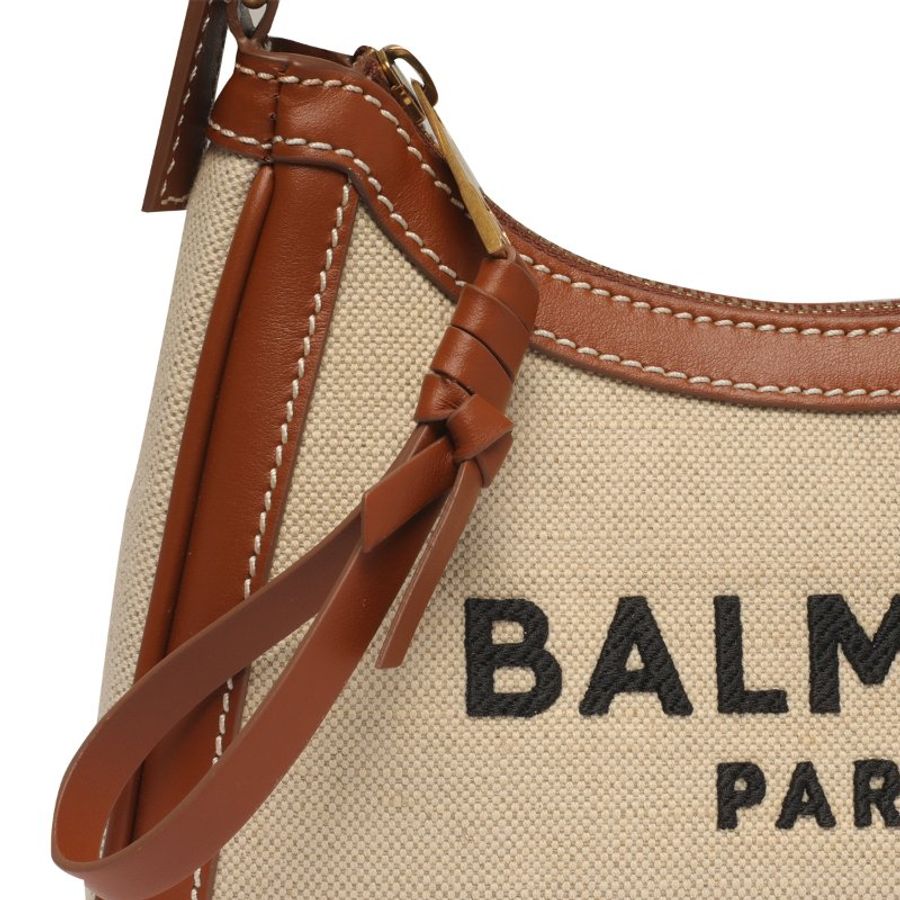 Balmain 巴爾曼 B-Army 皮革嵌片帆布流浪包 棕色《2024季度新品》母親節優惠-15