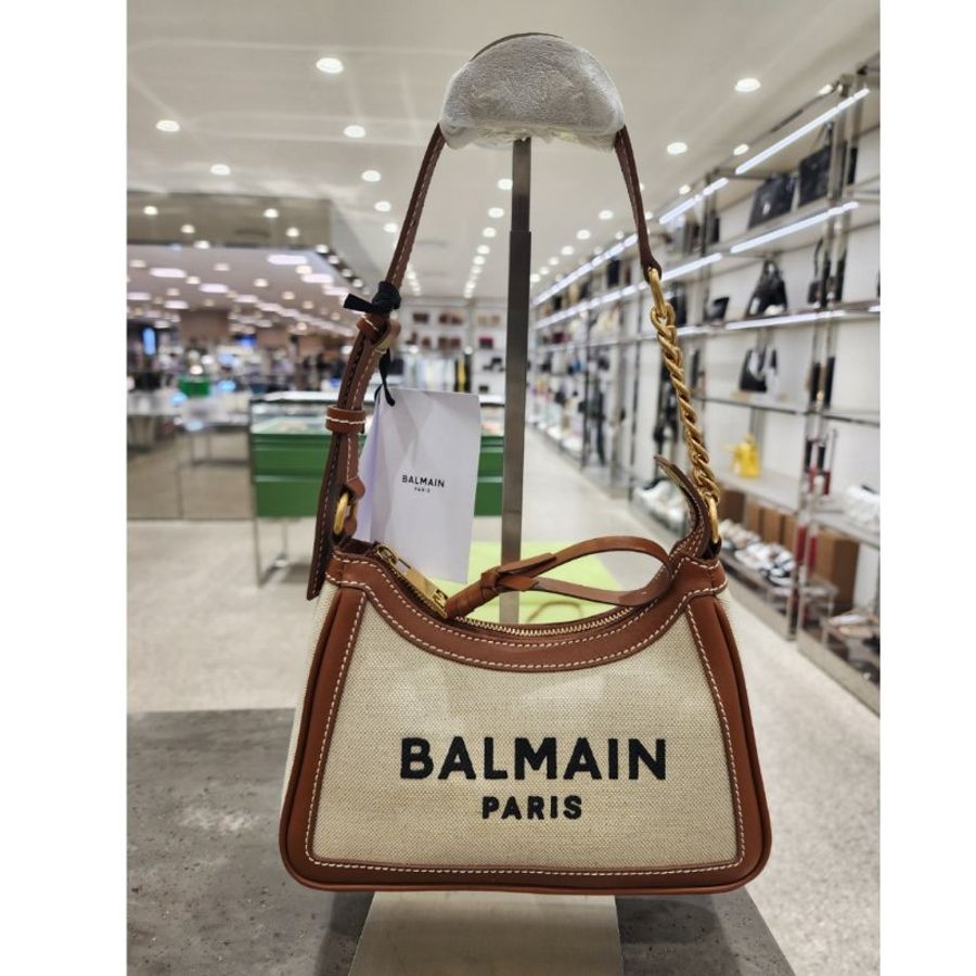 Balmain 巴爾曼 B-Army 皮革嵌片帆布流浪包 棕色《2024季度新品》母親節優惠-2