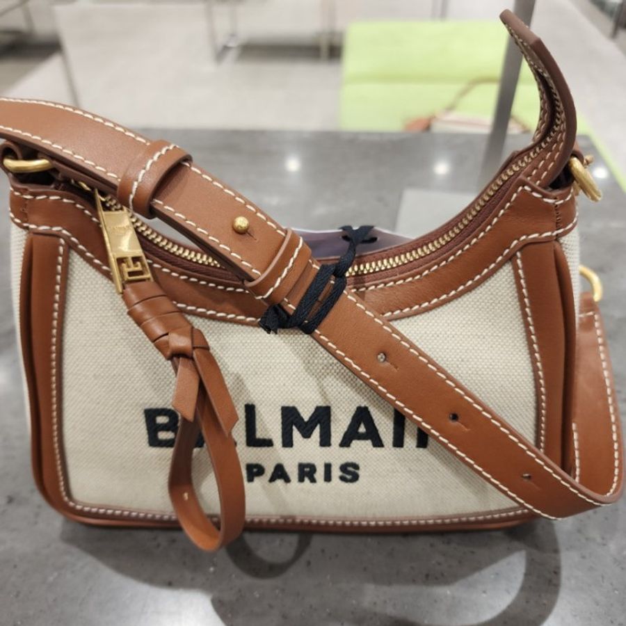 Balmain 巴爾曼 B-Army 皮革嵌片帆布流浪包 棕色《2024季度新品》母親節優惠-7