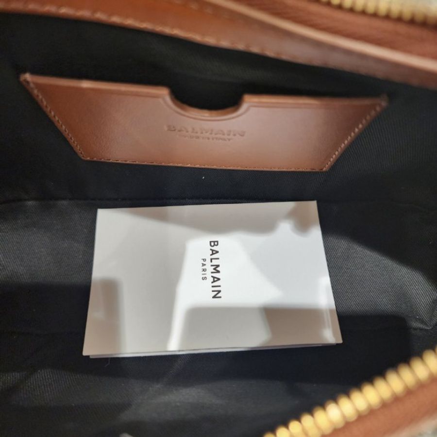 Balmain 巴爾曼 B-Army 皮革嵌片帆布流浪包 棕色《2024季度新品》母親節優惠-11