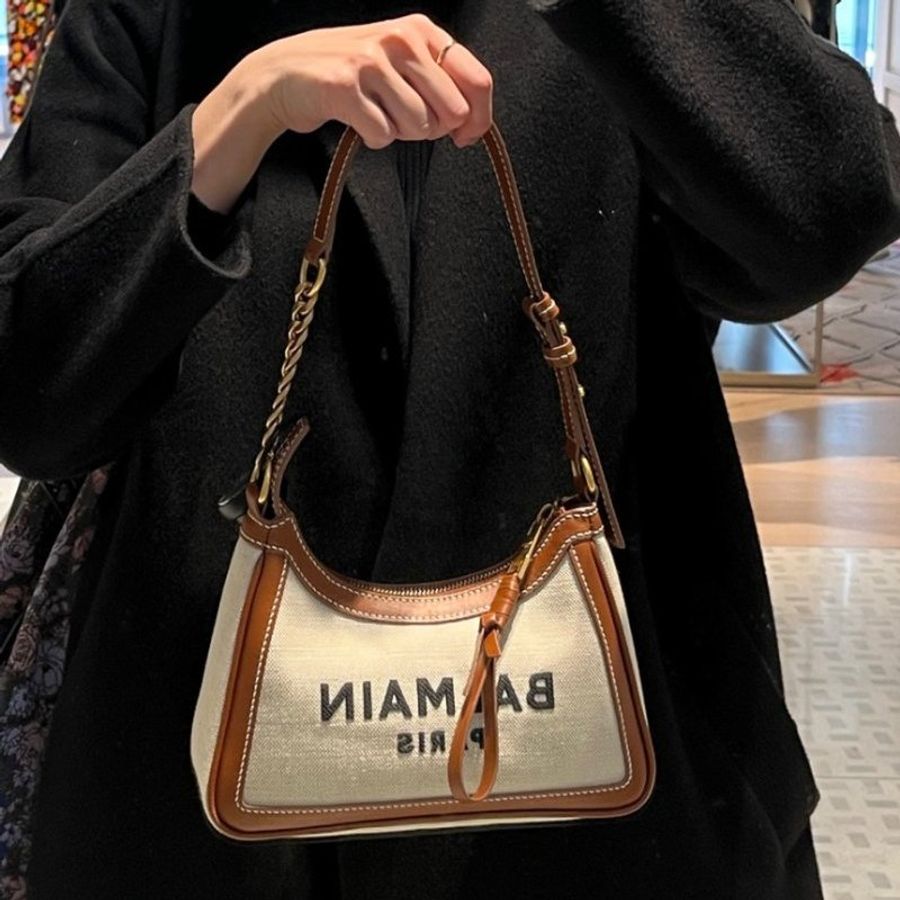 Balmain 巴爾曼 B-Army 皮革嵌片帆布流浪包 棕色《2024季度新品》母親節優惠-1