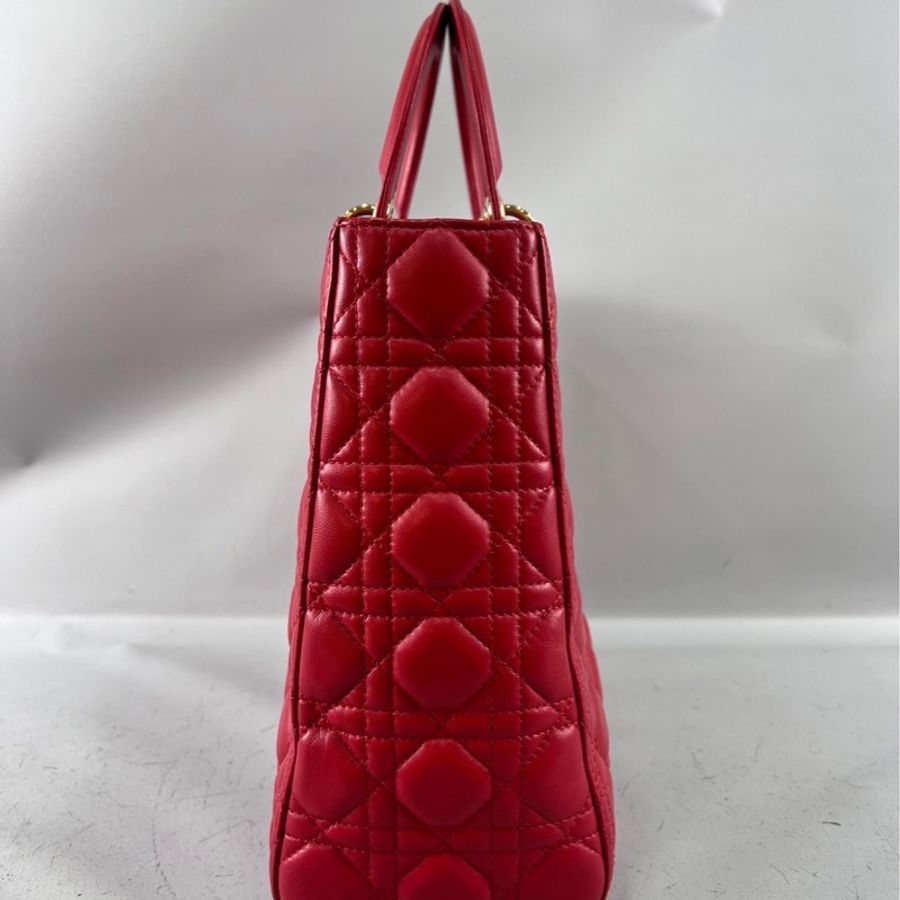 DIOR CAL44560 紅色 金釦 大號 黛妃包 Lady Dior 手提包 肩背包-1