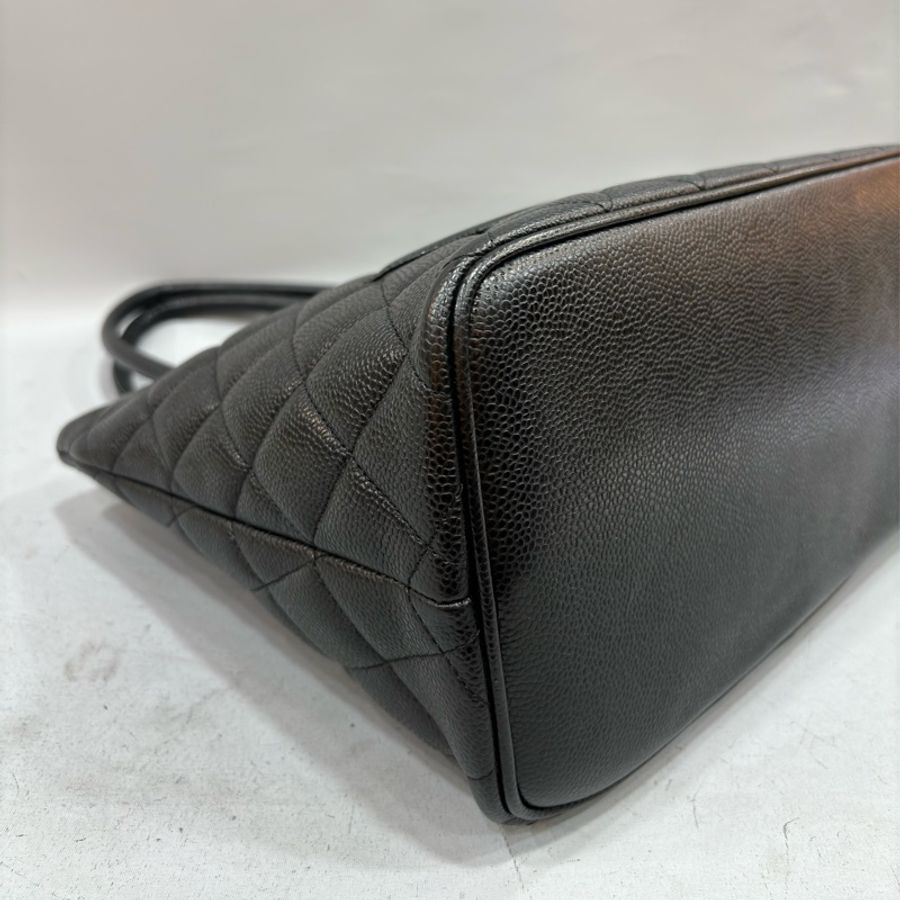 CHANEL 1804 黑色 荔枝皮 銀釦 金幣包 手提包 Vintage-8