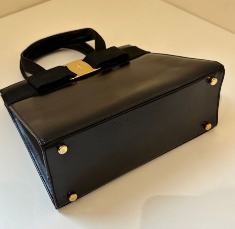 Ferragamo蝴蝶結經典牛皮手提包-4