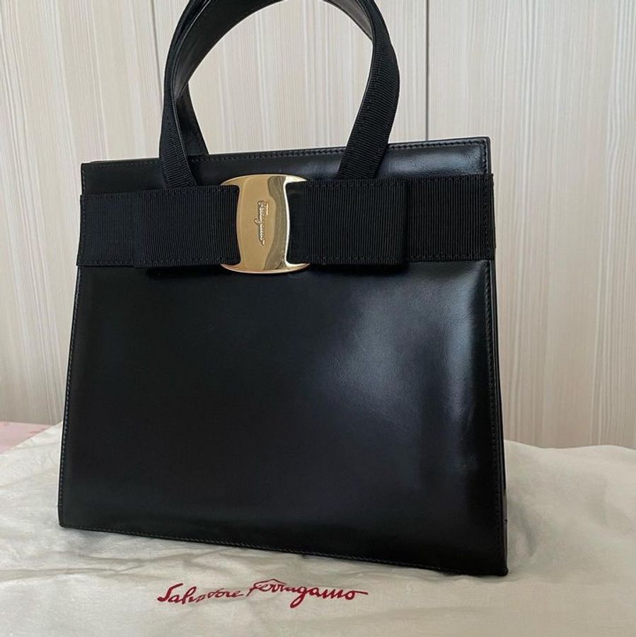Ferragamo蝴蝶結經典牛皮手提包-6