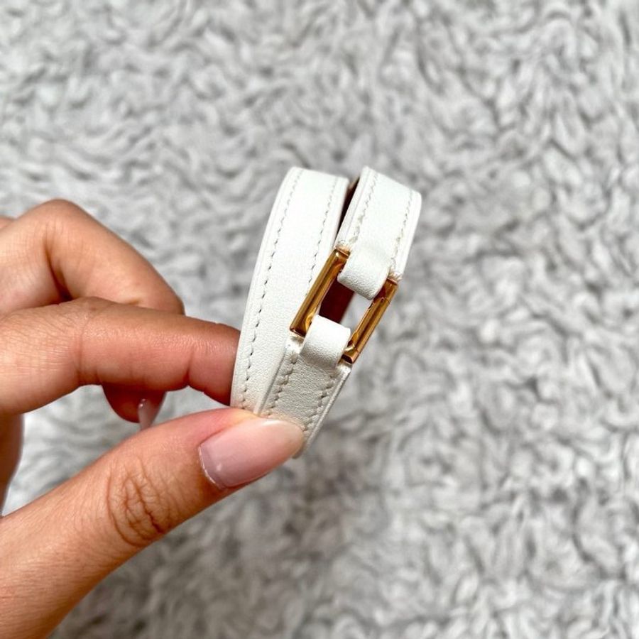 【預購】愛馬仕 Hermes Rivale Double Tour 金釦白色雙圈皮手環 T1 T2-3