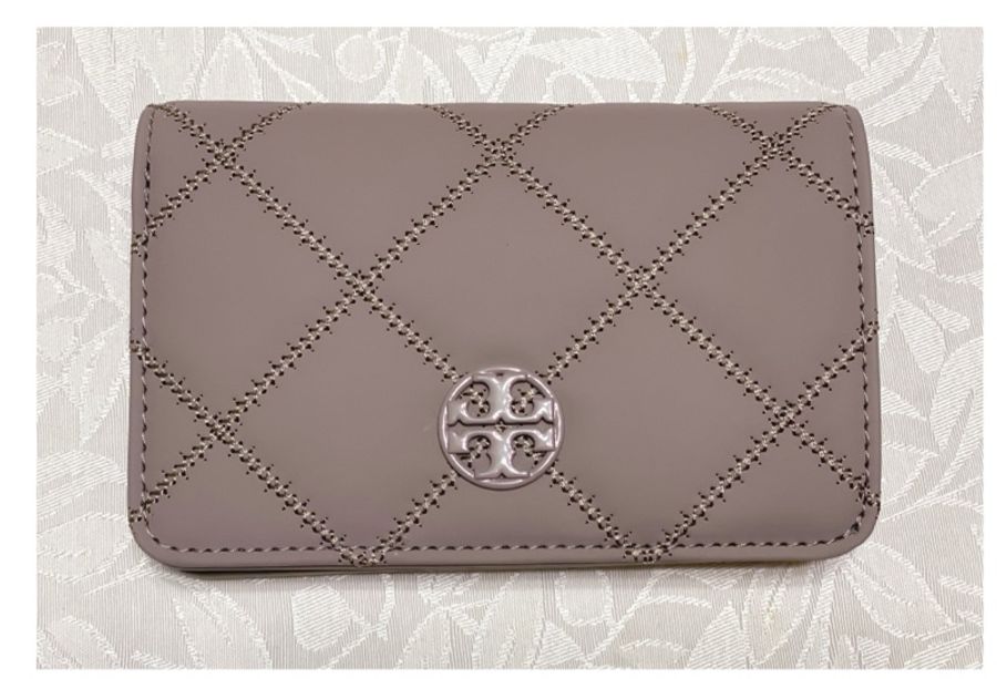 [Tory Burch] TB Willa 金屬Logo菱格紋皮革對開釦式中夾  [美國正品 現貨在台]-4