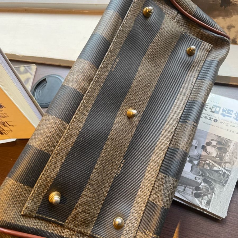 Fendi Vintage Striped Boston Bag 芬迪中古條紋波士頓包-8