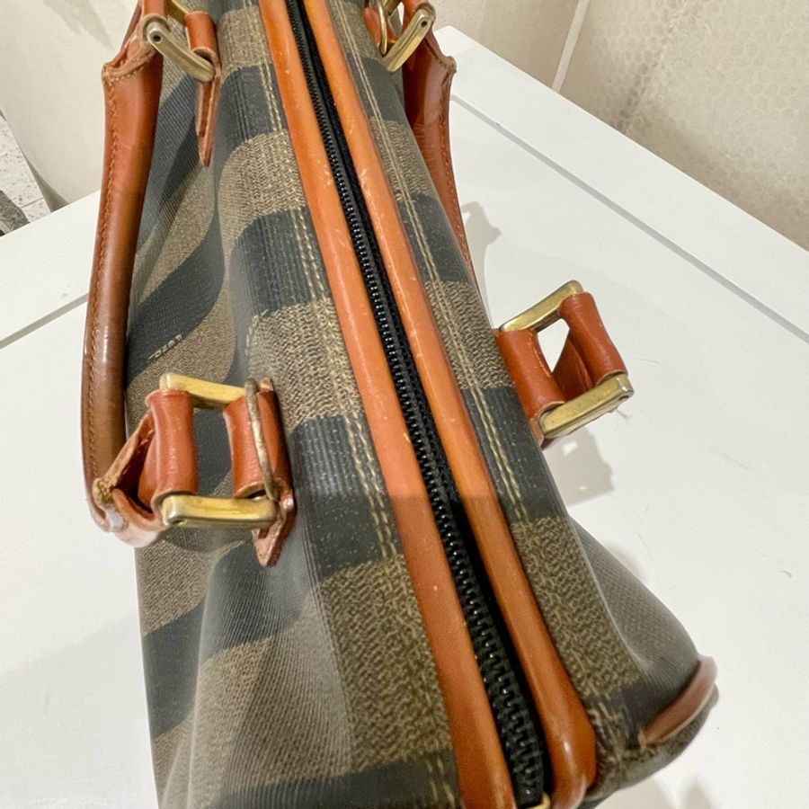 Fendi Vintage Striped Boston Bag 芬迪中古條紋波士頓包-3