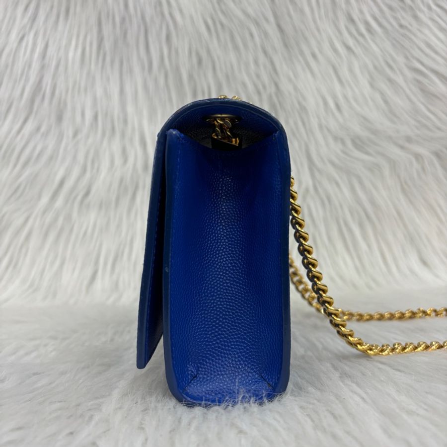 YSL 344620藍魚子醬牛皮金鍊Kate斜背包-4