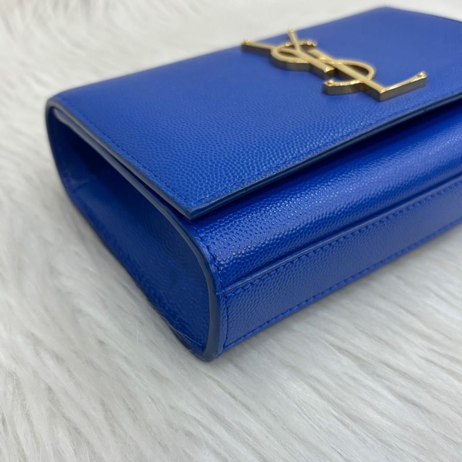 YSL 344620藍魚子醬牛皮金鍊Kate斜背包-6