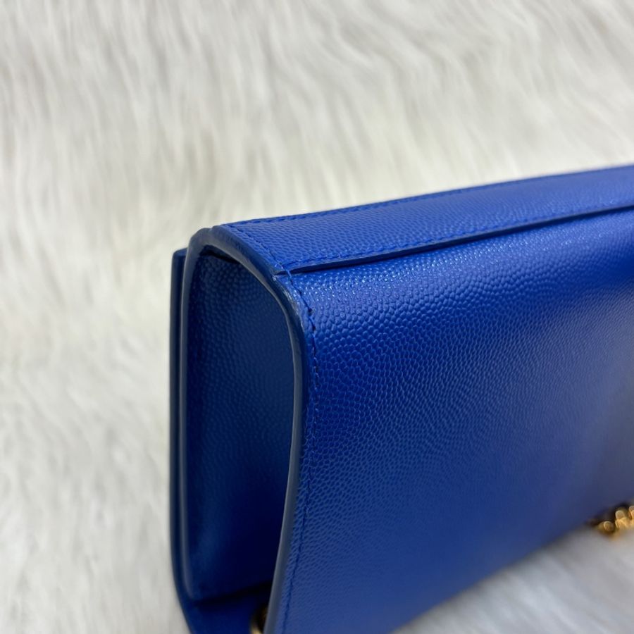 YSL 344620藍魚子醬牛皮金鍊Kate斜背包-9