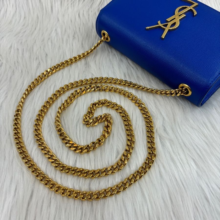YSL 344620藍魚子醬牛皮金鍊Kate斜背包-11
