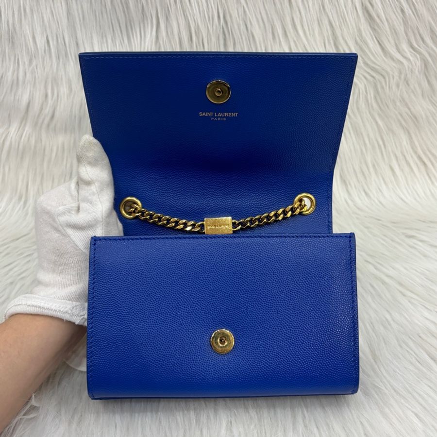 YSL 344620藍魚子醬牛皮金鍊Kate斜背包-13