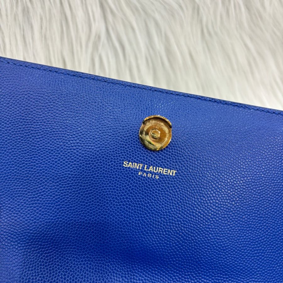 YSL 344620藍魚子醬牛皮金鍊Kate斜背包-14