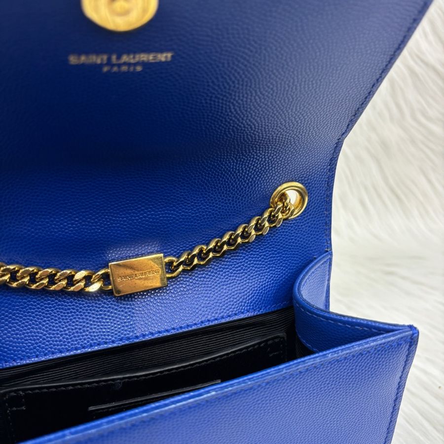 YSL 344620藍魚子醬牛皮金鍊Kate斜背包-15