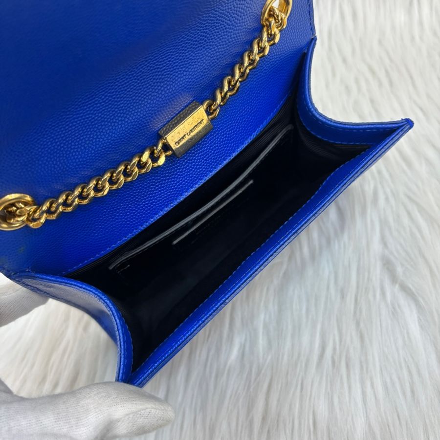 YSL 344620藍魚子醬牛皮金鍊Kate斜背包-17