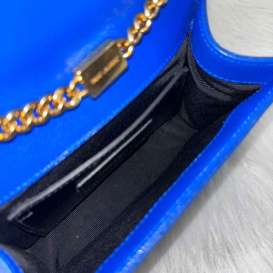YSL 344620藍魚子醬牛皮金鍊Kate斜背包-19