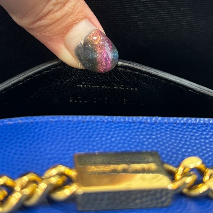 YSL 344620藍魚子醬牛皮金鍊Kate斜背包-22