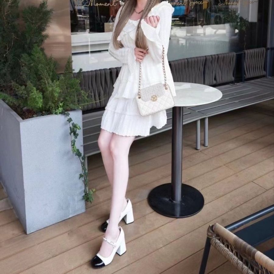 Miu Miu 5I248D 女款珍珠裝飾瑪莉珍高跟鞋 黑/白 IT 35/35.5/36/36.5/37/37.5/38/38.5/39《2024季度新品》-2