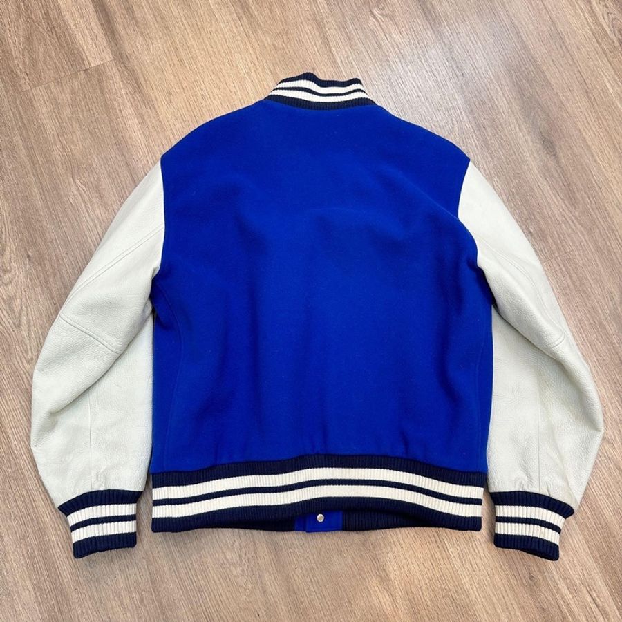 BURBERRY 藍色 羊毛 皮袖 新款 LOGO 立領夾克 棒球外套 9新少穿 買原價近11萬 🤎52號 割愛收藏價 49999買到賺到 🤎🤎🤎-2
