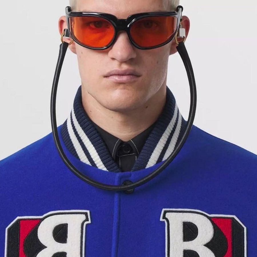 BURBERRY 藍色 羊毛 皮袖 新款 LOGO 立領夾克 棒球外套 9新少穿 買原價近11萬 🤎52號 割愛收藏價 49999買到賺到 🤎🤎🤎-8