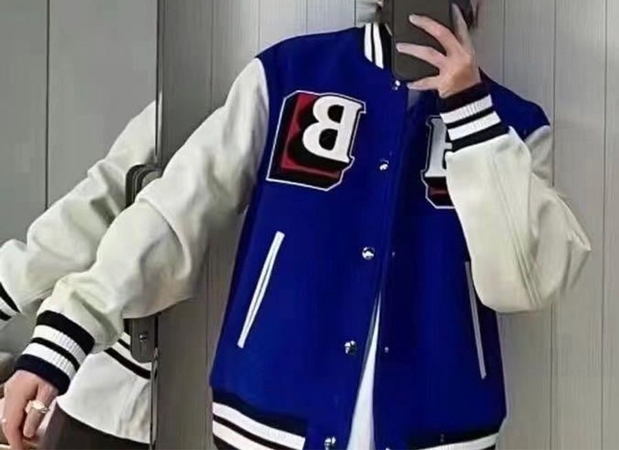 BURBERRY 藍色 羊毛 皮袖 新款 LOGO 立領夾克 棒球外套 9新少穿 買原價近11萬 🤎52號 割愛收藏價 49999買到賺到 🤎🤎🤎-10