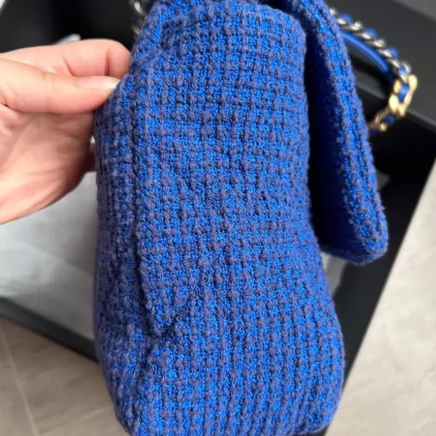 Chanel 19bag寶藍色 菱格鏈條包 31開 尺寸30×21×8.5cm,配件防塵袋,原盒子 98成新 誠可議-2