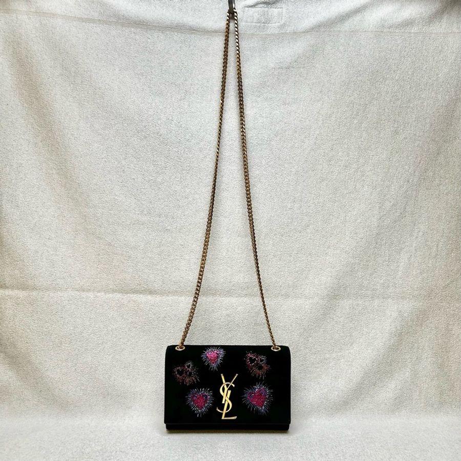 【YSL】 Saint Laurent KATE系列 愛心煙花圖騰肩背包-10