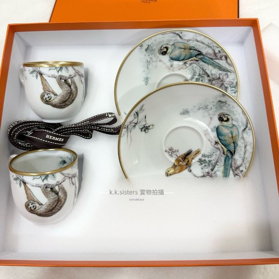 全新愛馬仕 赤道叢林 咖啡杯與杯碟-2