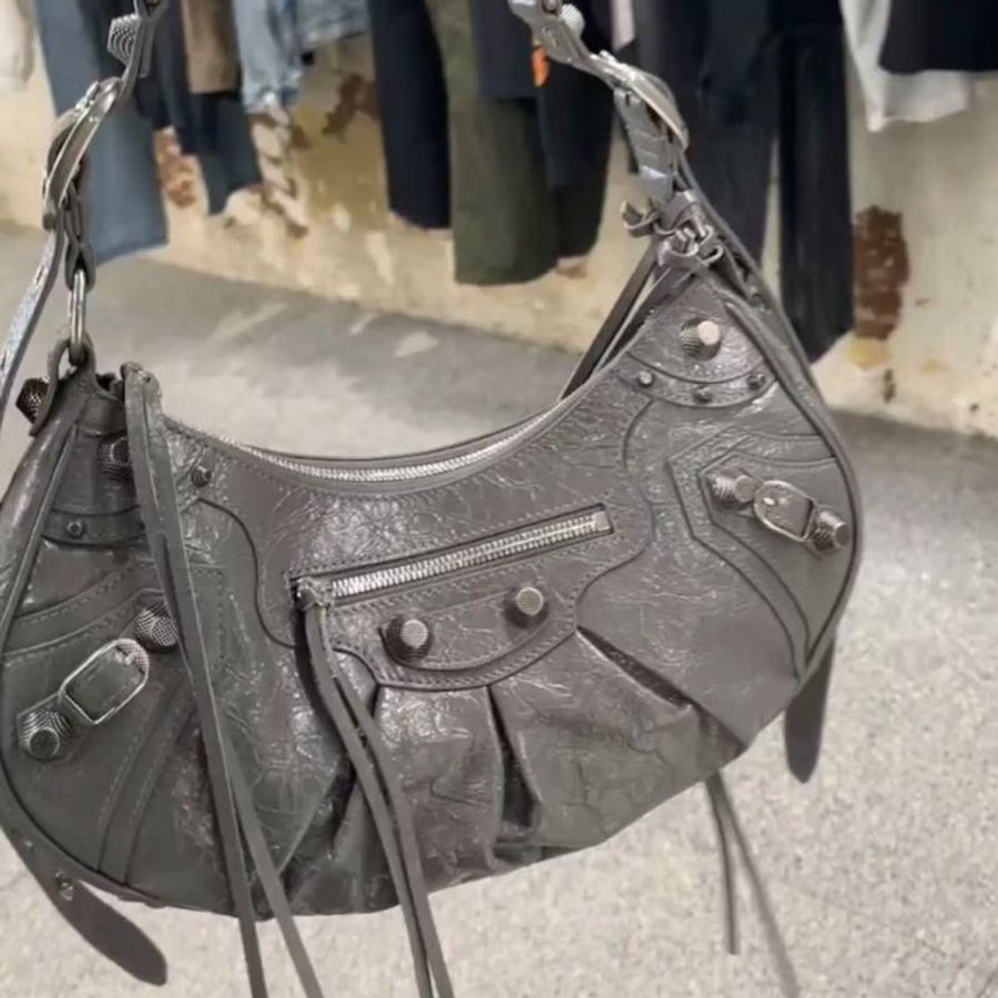 🎁特價🎁Balenciaga 671307 小羊皮 S小款 Le Cagole 包 灰色-4