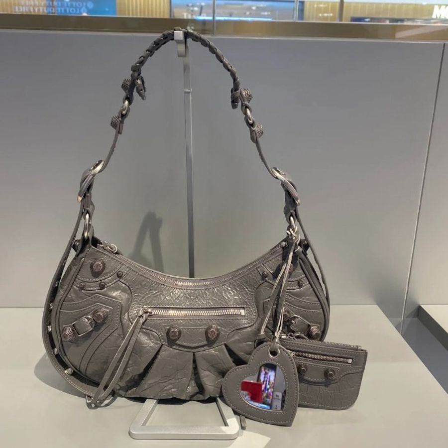 🎁特價🎁Balenciaga 671307 小羊皮 S小款 Le Cagole 包 灰色-5