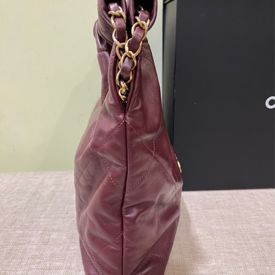 Chanel 22 bag 垃圾袋 /勃艮第紅/酒紅/小號-7