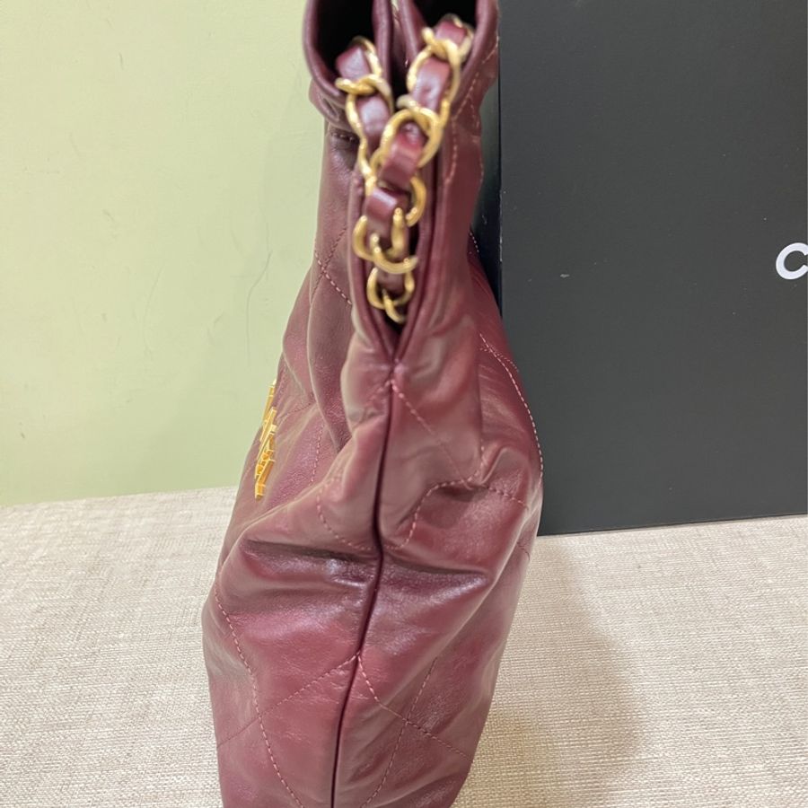 Chanel 22 bag 垃圾袋 /勃艮第紅/酒紅/小號-8