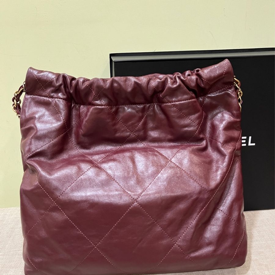 Chanel 22 bag 垃圾袋 /勃艮第紅/酒紅/小號-9