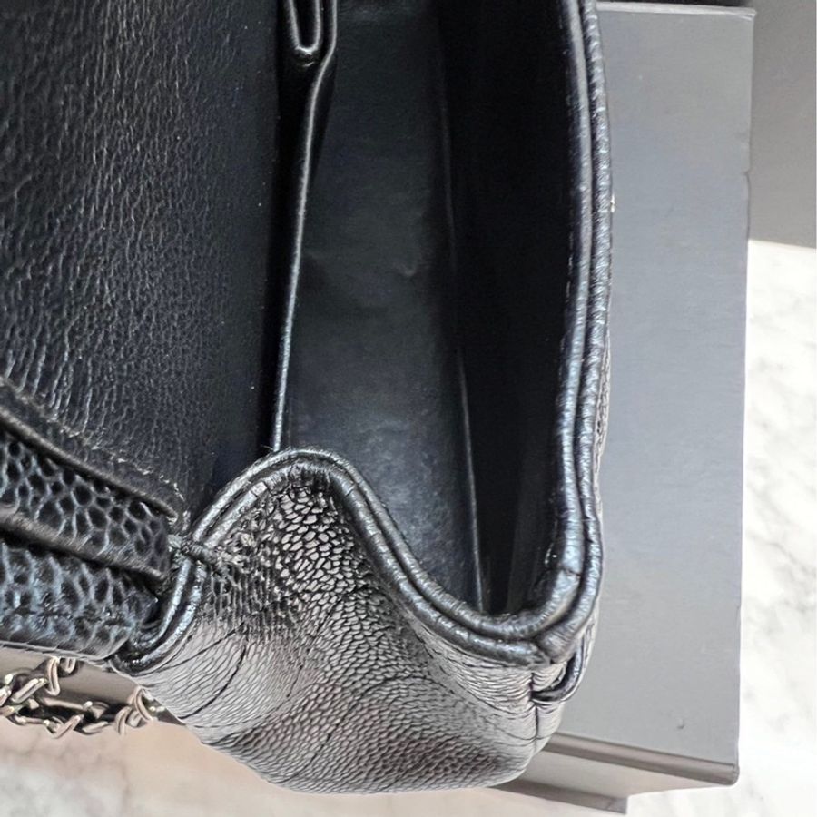CHANEL CF25 黑銀 牛皮魚子醬紋 近全新-39