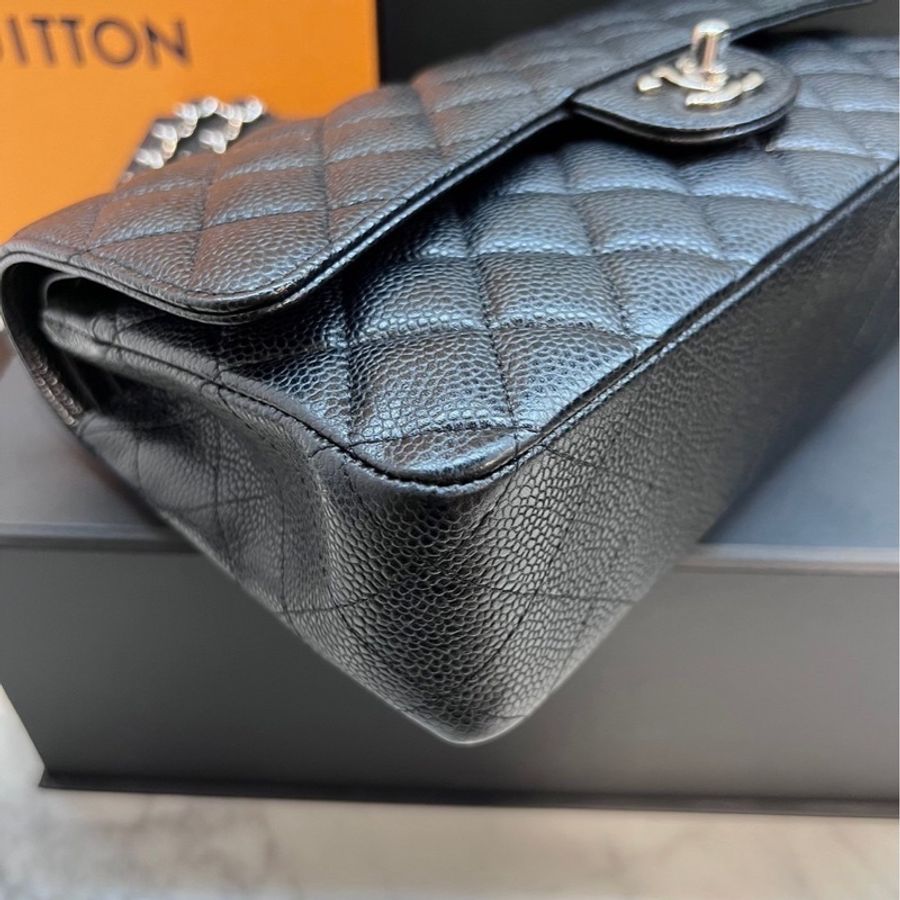 CHANEL CF25 黑銀 牛皮魚子醬紋 近全新-42
