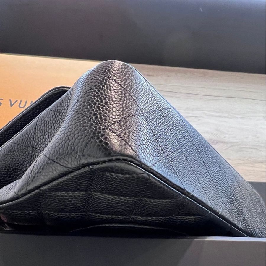 CHANEL CF25 黑銀 牛皮魚子醬紋 近全新-43