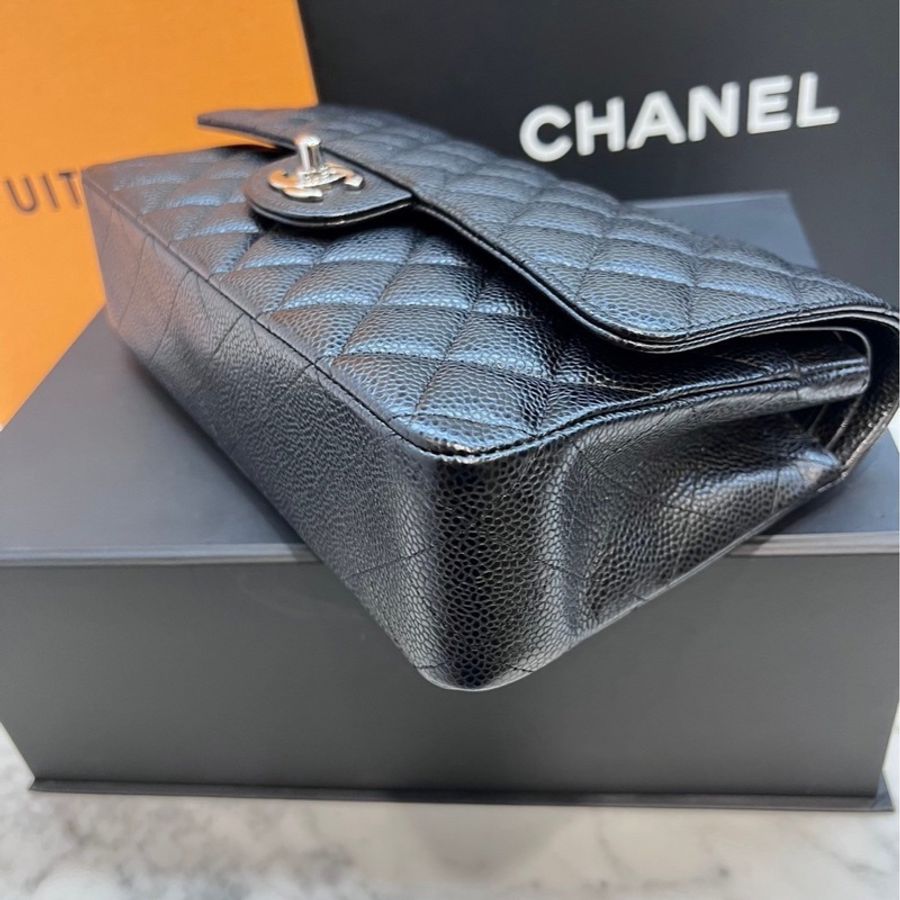 CHANEL CF25 黑銀 牛皮魚子醬紋 近全新-44